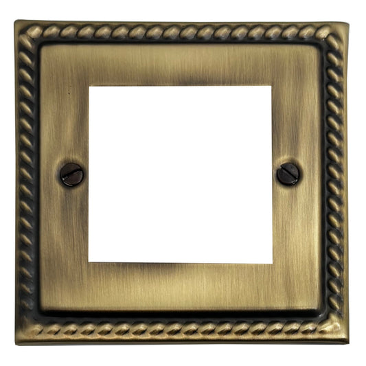 Georgian Light Antique Brass 2 Gang 2 Module Plate