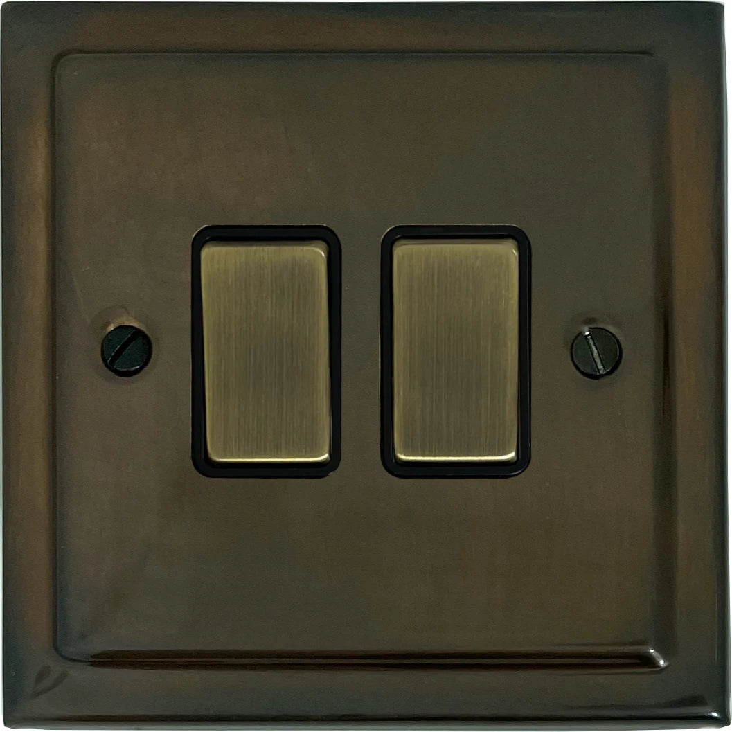 Victorian Medium Bronze 2 Gang Switch