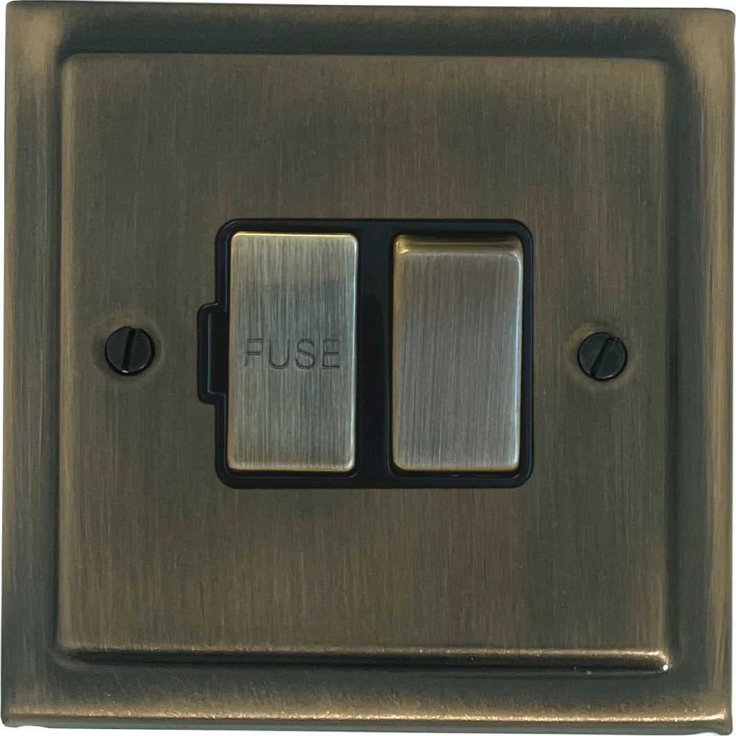 Victorian Antique Brass Switched Fused Spur (Brass Switch)