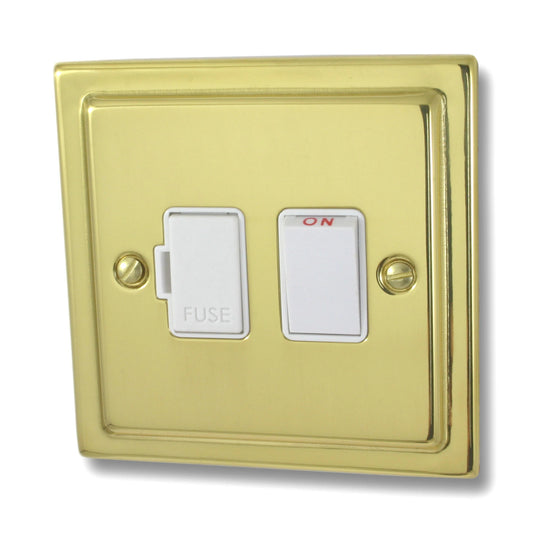 Victorian Unlacquered Brass Switched Fused Spur - Victorian Cast range electrical spur