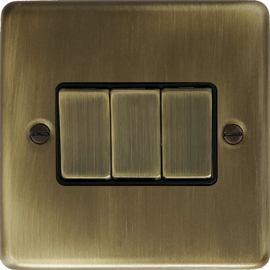 Contour Antique Brass 3 Gang Switch (Brass Switches)