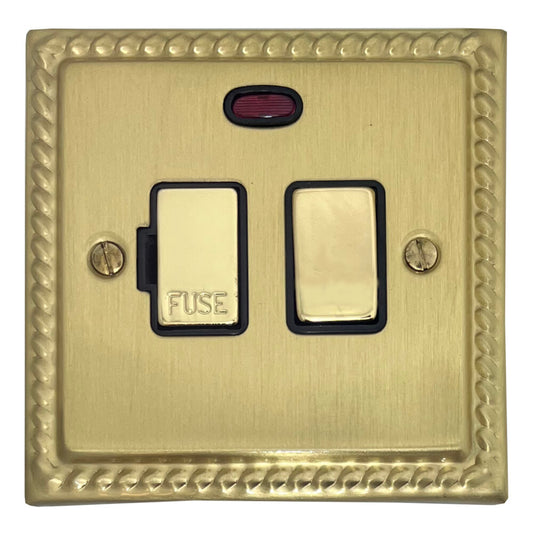 Georgian Satin Brass Switch Fused Spur & Neon