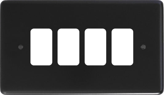 Contour Flat Black 4 Gang Grid Plate