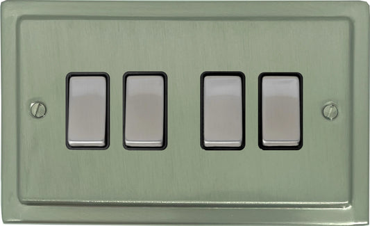 Victorian Satin Nickel 4 Gang Switch