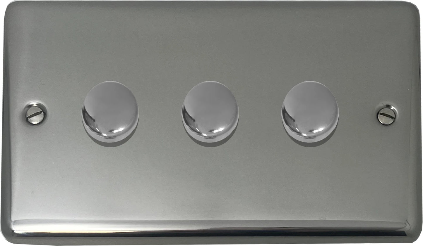 Contour Polished Steel 3 Gang LED Dimmer