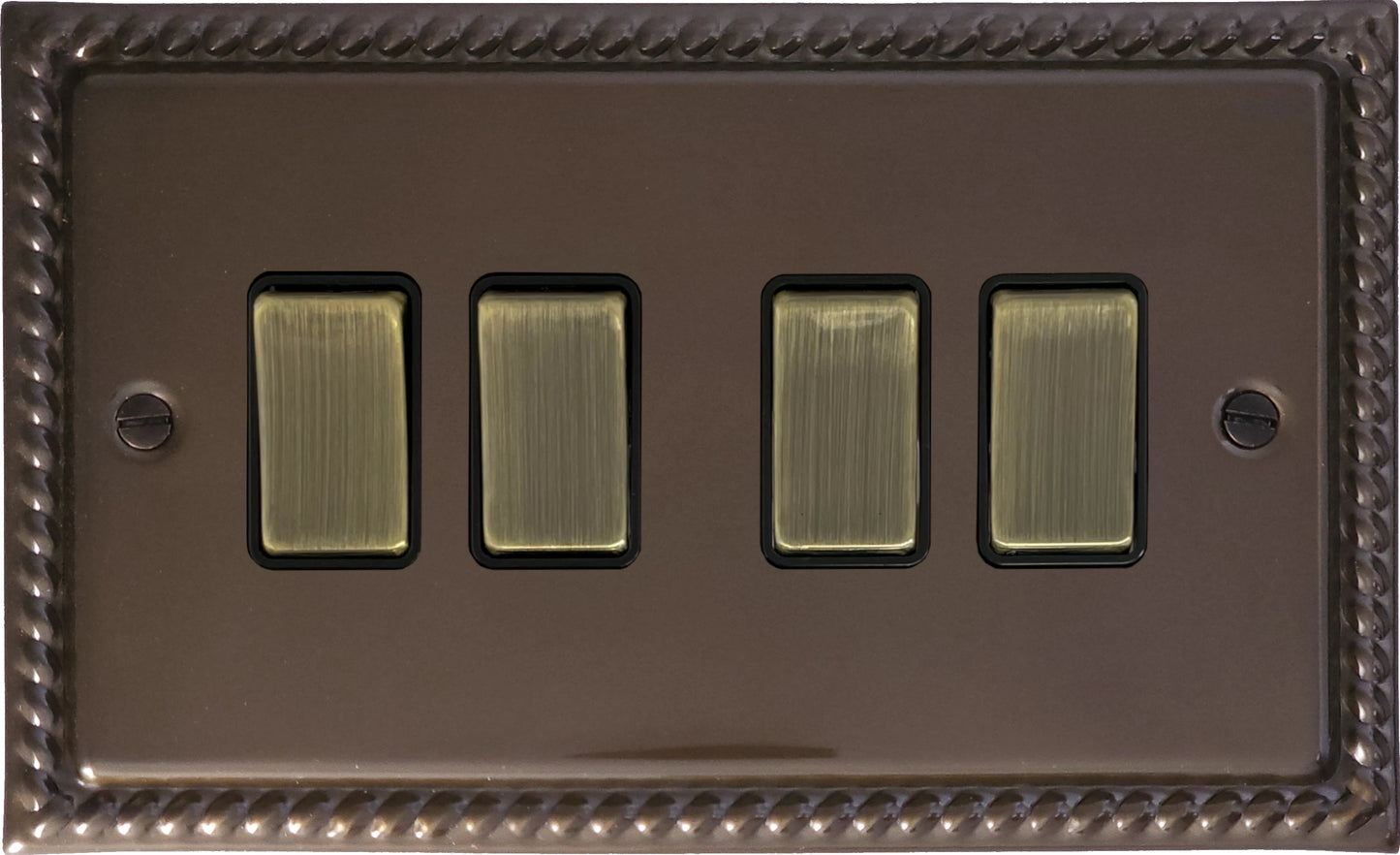 Georgian Medium Bronze 4 Gang Switch