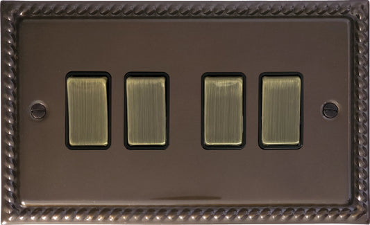 Georgian Medium Bronze 4 Gang Switch