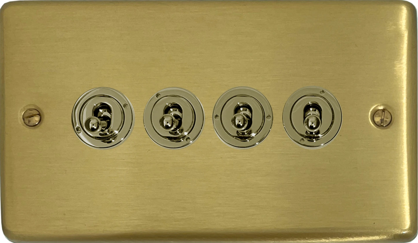 Contour Satin Brass 4 Gang Toggle Switch