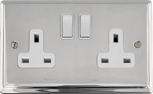 Deco  Polished Chrome  2 Gang Socket