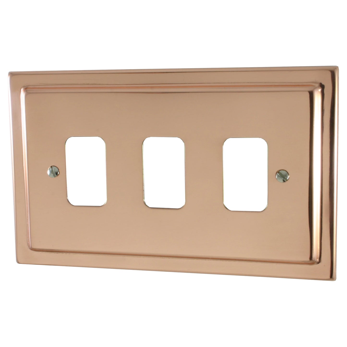 Victorian Polished Copper 3 Gang Grid Plate