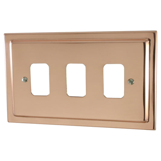Victorian Polished Copper 3 Gang Grid Plate