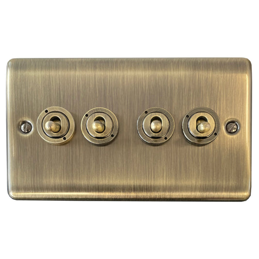 Basics Antique Brass 4 Gang 2 Way Toggle