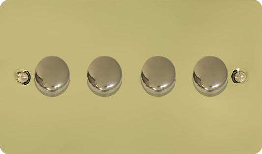 Flat Polished Brass 4 Gang Dimmer LED