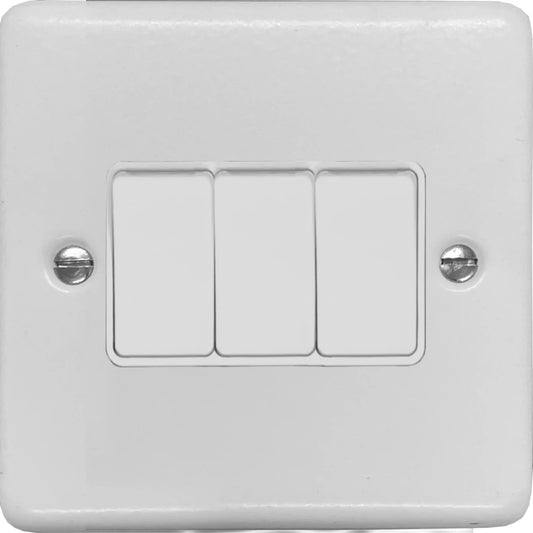 Contour Flat White 3 Gang Switch