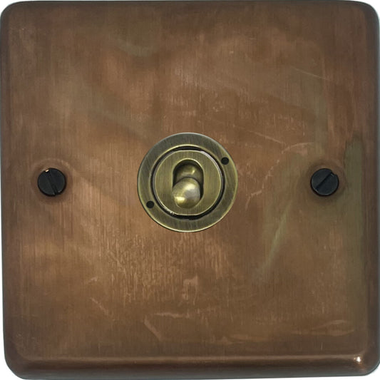 Contour Tarnished Copper 1 Gang Toggle (Antique Brass Toggle)