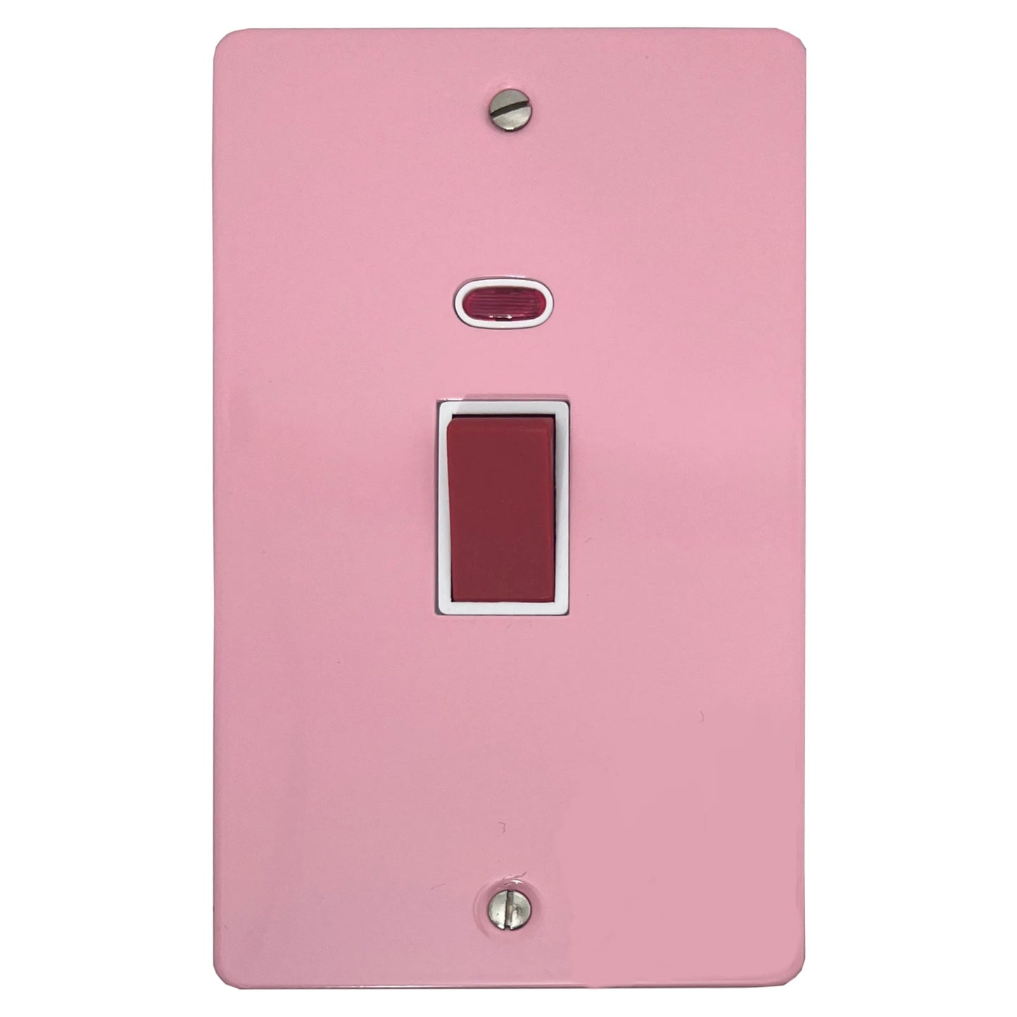 Flat Gloss Pink 45 Amp Vertical Cooker Switch (White Switch)