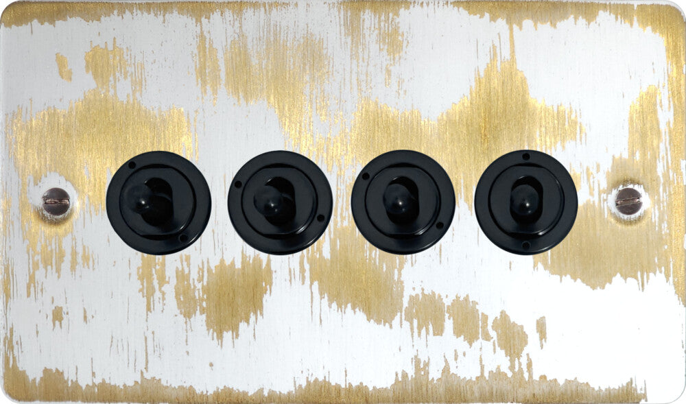 Flat Dover Bronze 4 Gang Toggle (Antique Brass Toggle)