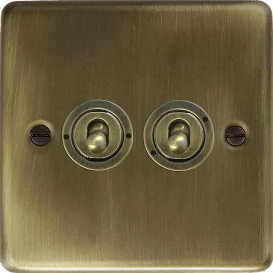 Contour Antique Brass 2 Gang Toggle Switch