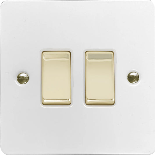 Flat White 2 Gang 2 Way Switch