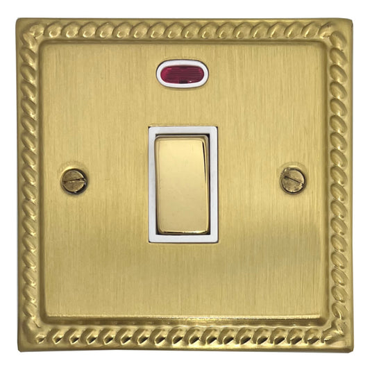 Georgian Satin Brass 20 Amp Dp Switch & Neon