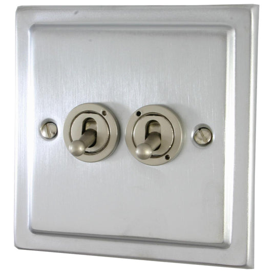 Victorian Satin Chrome 2 Way Grid Toggle Plate (Plate Only)