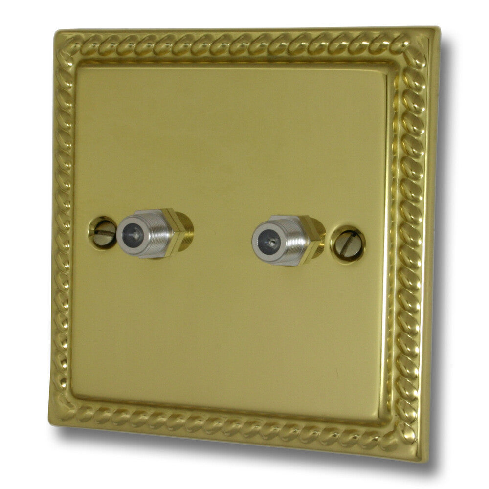 Georgian Polished Brass 2 Gang Satellite Point