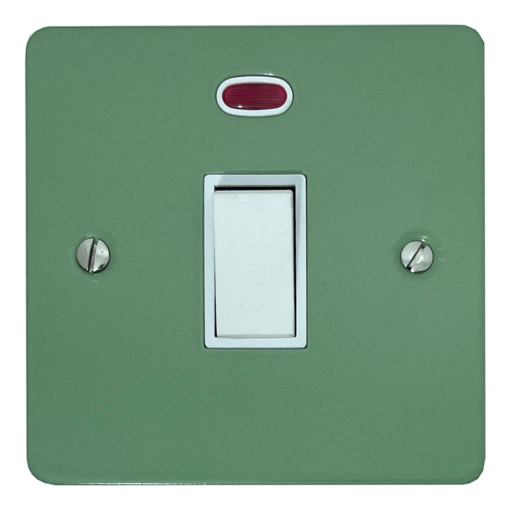 Flat Sage Green 20 Amp DP Switch with Neon (White Switch)