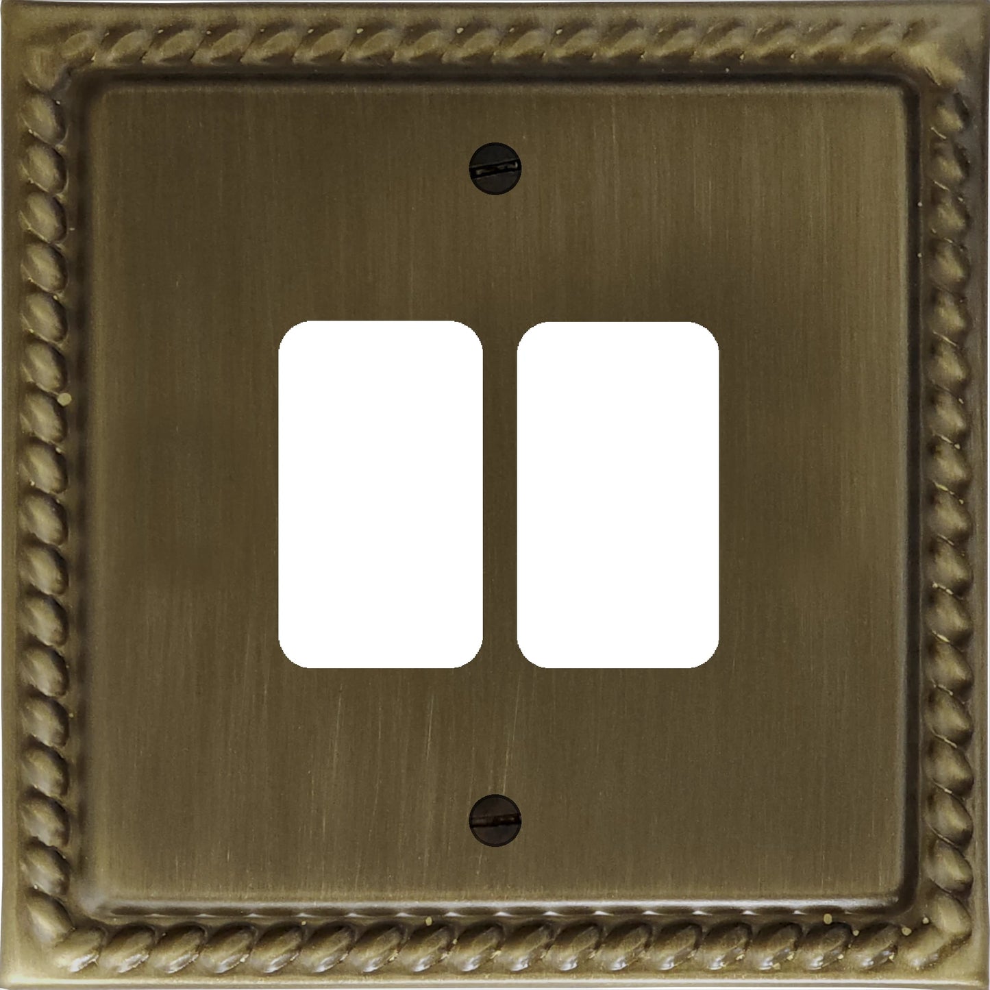 Georgian Antique Brass 2 Gang Grid Plate