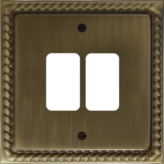 Georgian Antique Brass 2 Gang Grid Plate
