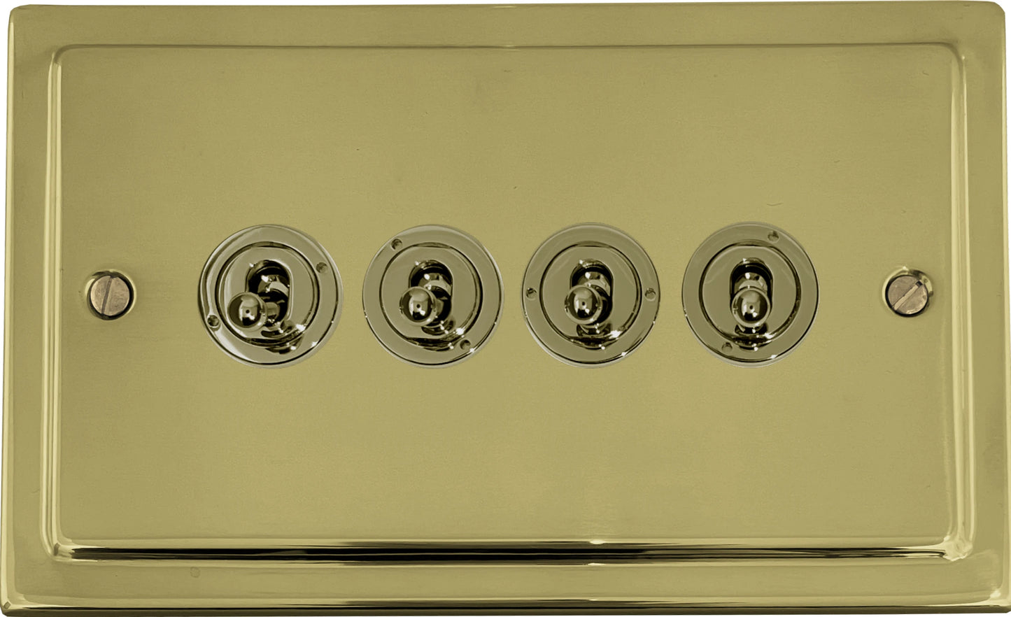 Victorian Polished Brass 4 Gang Toggle Switch