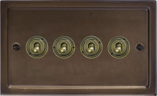 Victorian Medium Bronze 4 Gang 2 Way Toggle