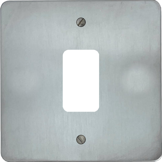 Flat Satin Chrome 1 Gang Grid Plate
