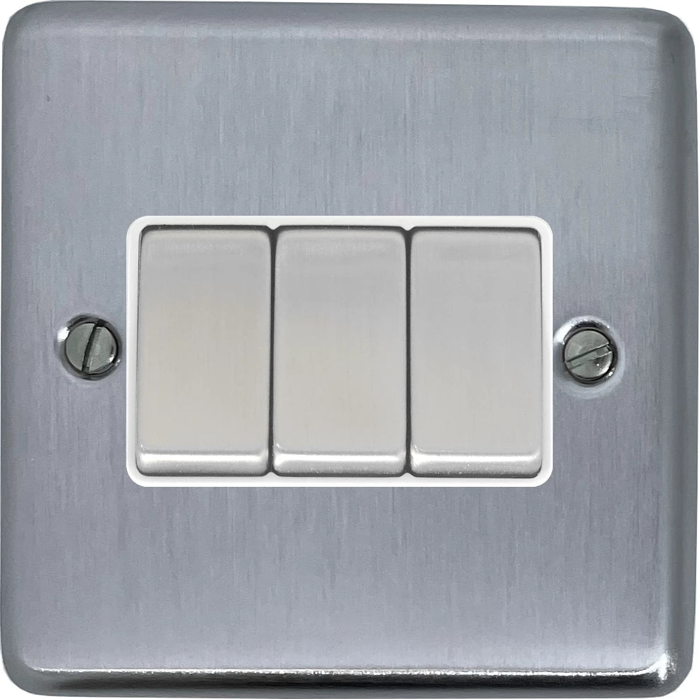 Contour Satin Chrome 3 Gang 2 Way Switch