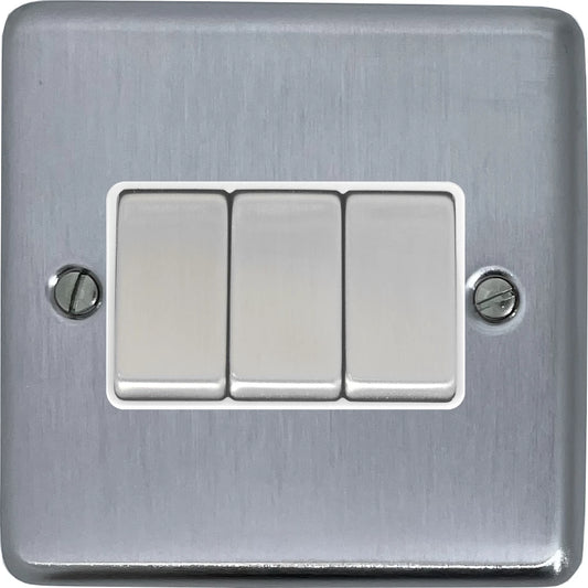 Contour Satin Chrome 3 Gang 2 Way Switch