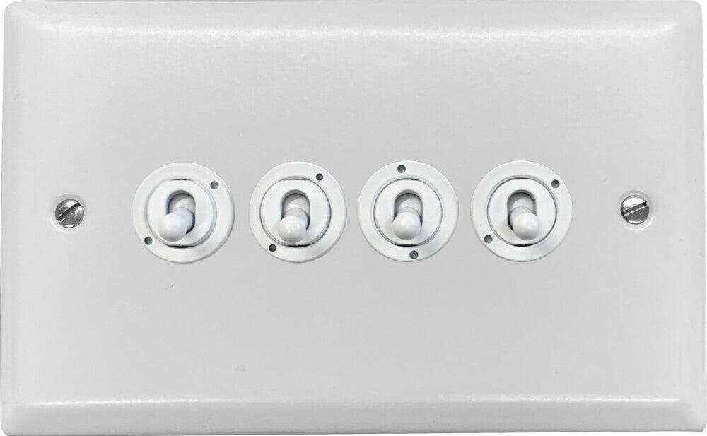 Spectrum Flat White 4 Gang Toggle (White Toggle)