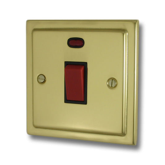 Victorian Polished Brass 45 Amp Dp Switch & Neon