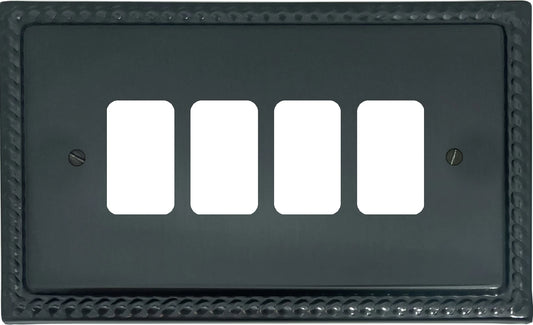 Georgian Black Bronze 4 Gang Grid Plate