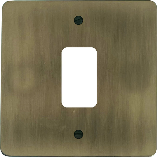 Flat Light Antique Brass 1 Gang Grid Plate
