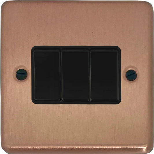 Contour Rose Gold 3 Gang 2 Way Switch
