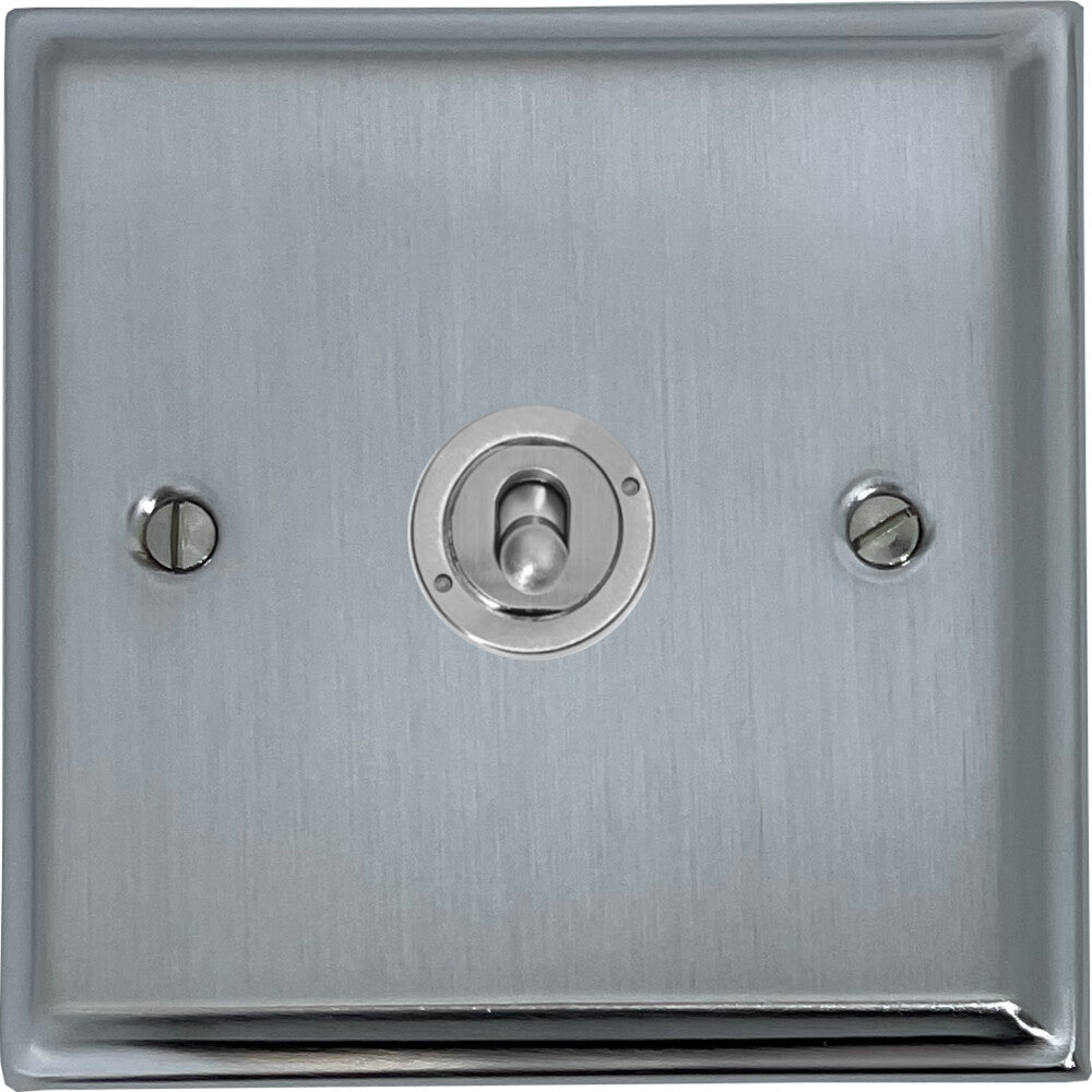 Deco Satin Chrome 1 Gang 2 Way Toggle (Brushed Steel Toggle)