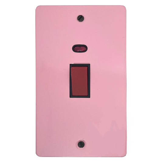 Flat Gloss Pink 45 Amp Vertical Cooker Switch (Black Switch) - Flat range electrical cooker switch
