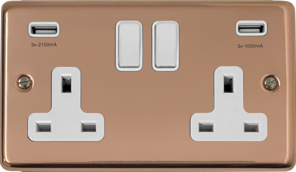 Contour Bright Copper 2 Gang Usb Socket