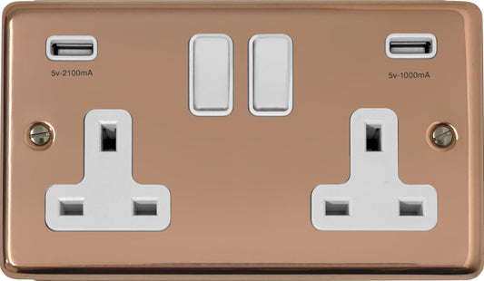 Contour Bright Copper 2 Gang Usb Socket