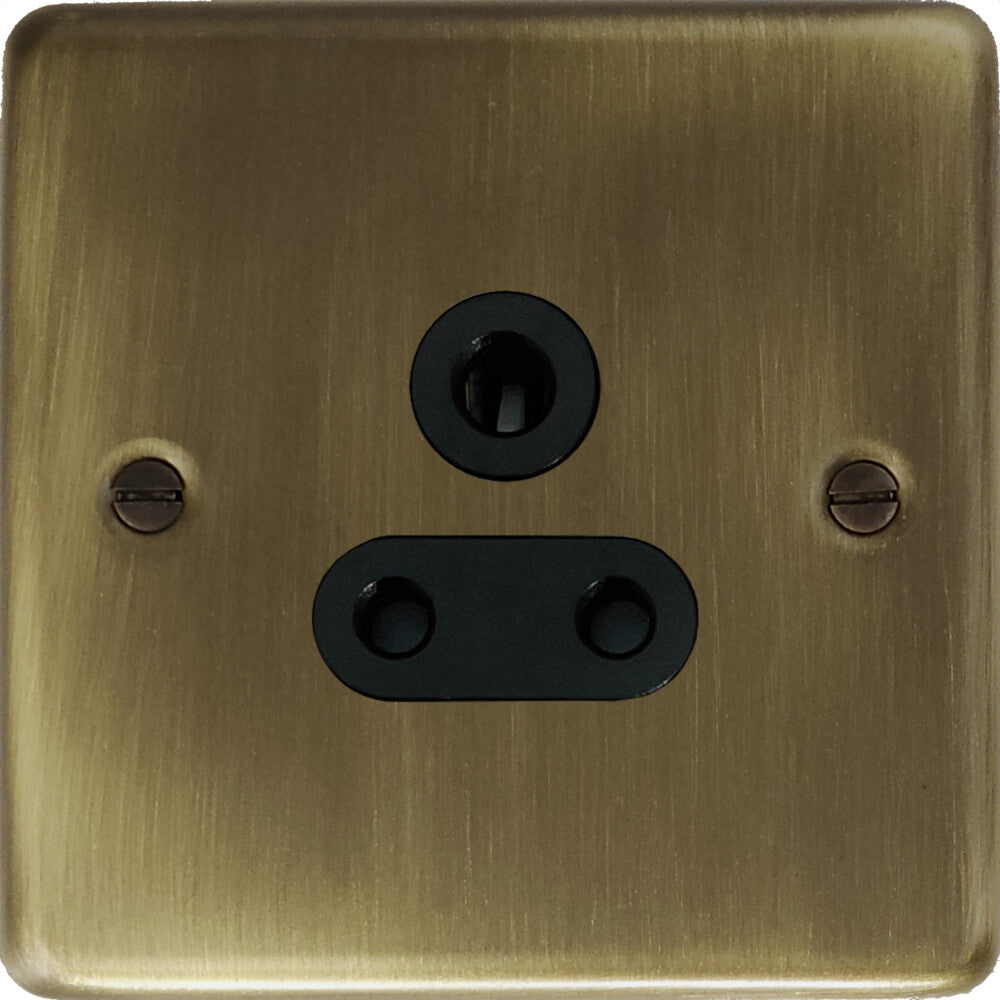 Contour Antique Brass 5 Amp Socket (Black Switch)
