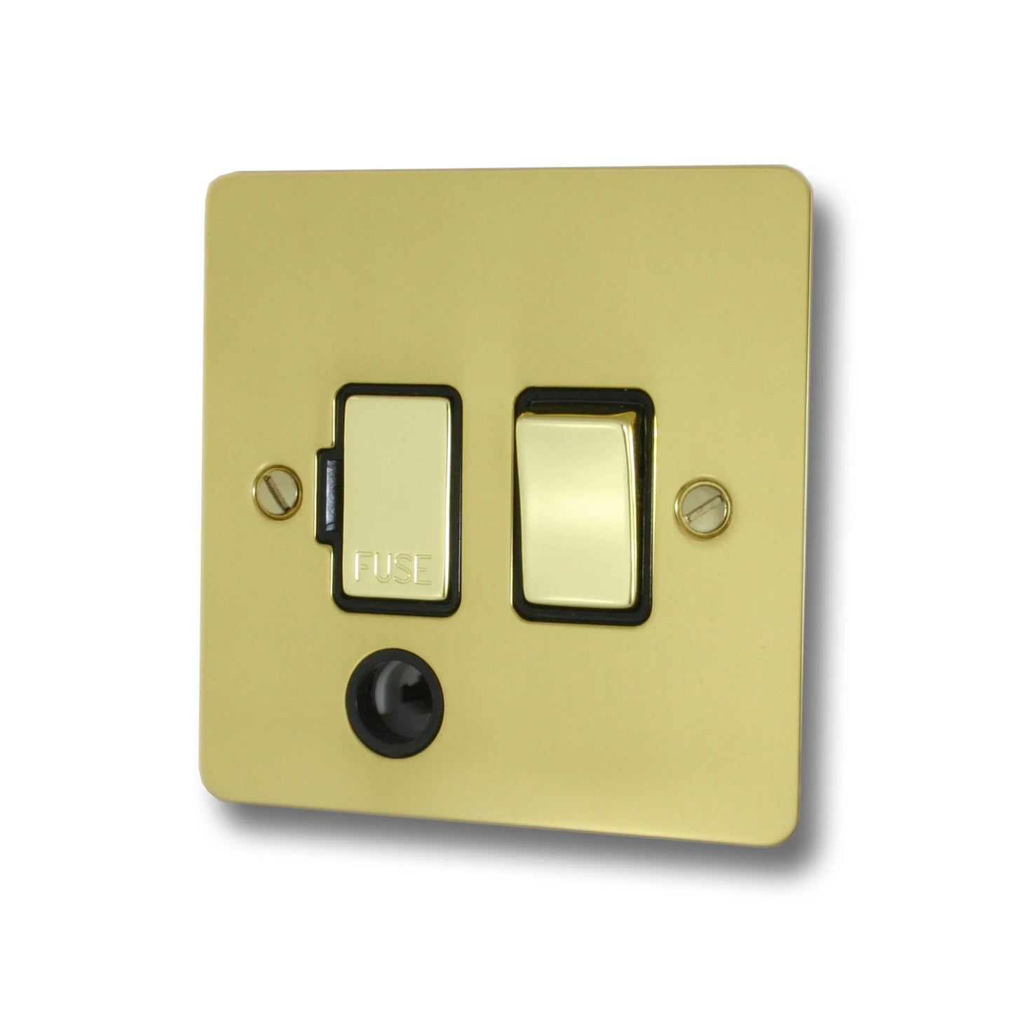 Flat Polished Brass Switch Fuse Spur + Flex Outlet