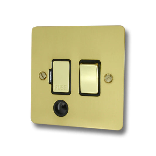 Flat Polished Brass Switch Fuse Spur + Flex Outlet