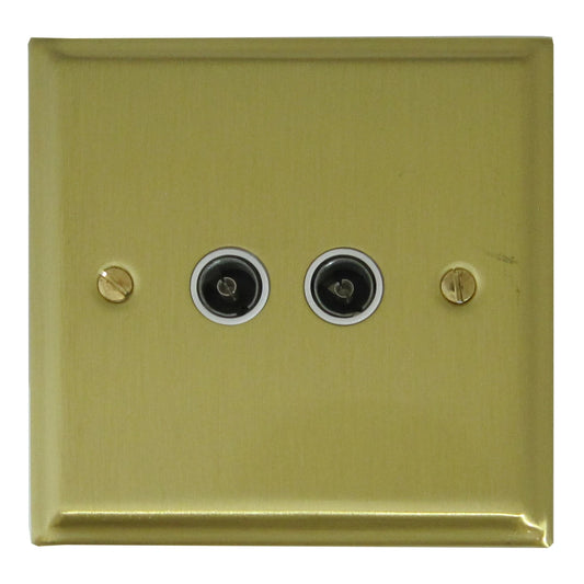 Deco Satin Brass 2 Gang Coax Point