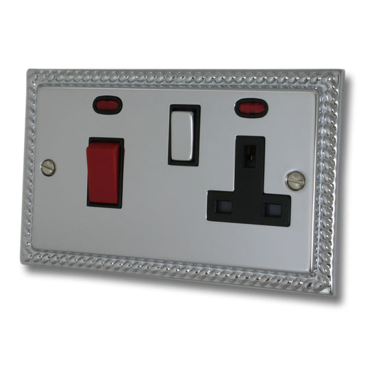 Georgian Polished Chrome 45 Amp Switch & 13 A Socket