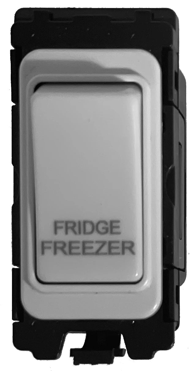 20A DP Switch - Engraved with - Fridge Freezer - All White Insert