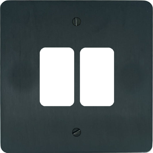 Flat Black Bronze 2 Gang Grid Plate